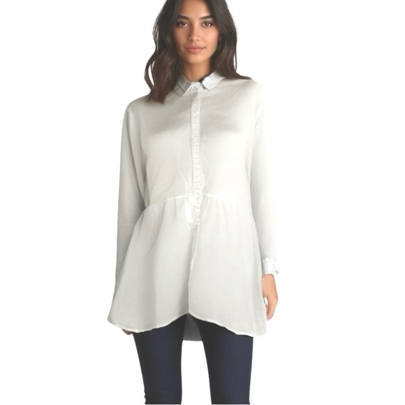 Garnet Hill Tops - Garnet Hill white long sleeve button down cotton shirt size 12